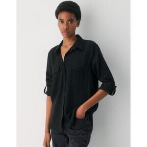 Babaton Black Button Down Shirt Utility Military Minimalist Women's size Medium